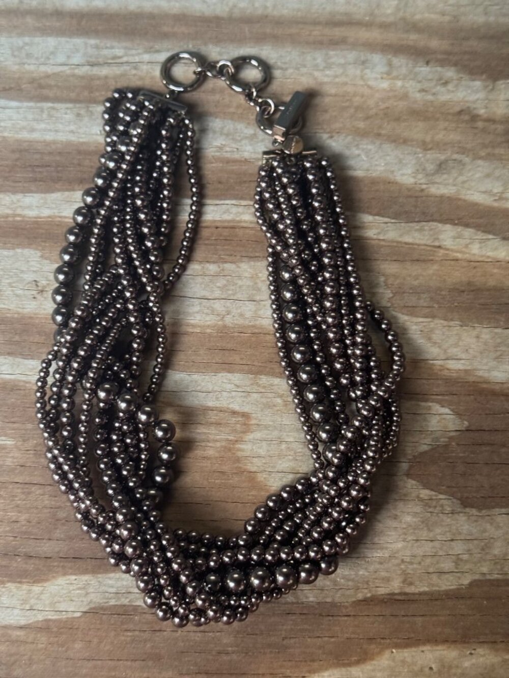 Givenchy Multi Strand Beaded Necklace Adjustable 16-18” Gold Tone Torsade